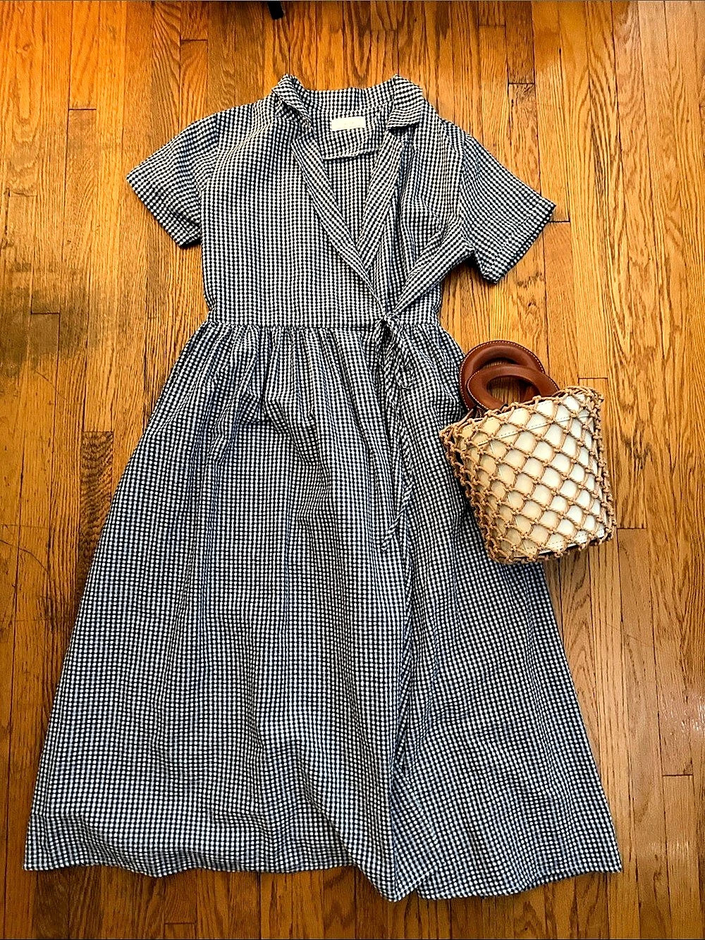 Oak & Fort Gingham Maxi Dress in Blue & White Like New